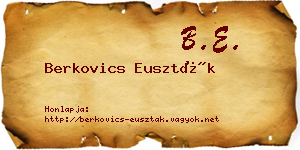 Berkovics Euszták névjegykártya